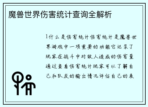 魔兽世界伤害统计查询全解析